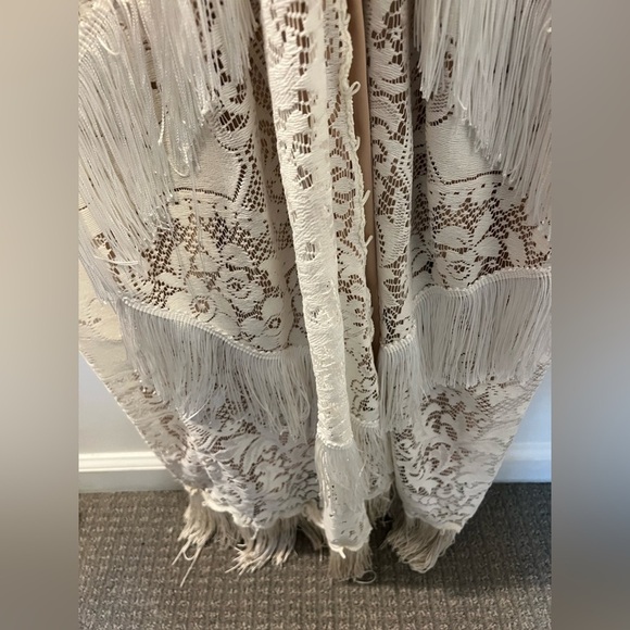 Vintage Lace Bohemian Fringe Dress Custom Made Bridal Wedding Maternity - Picture 8 of 15